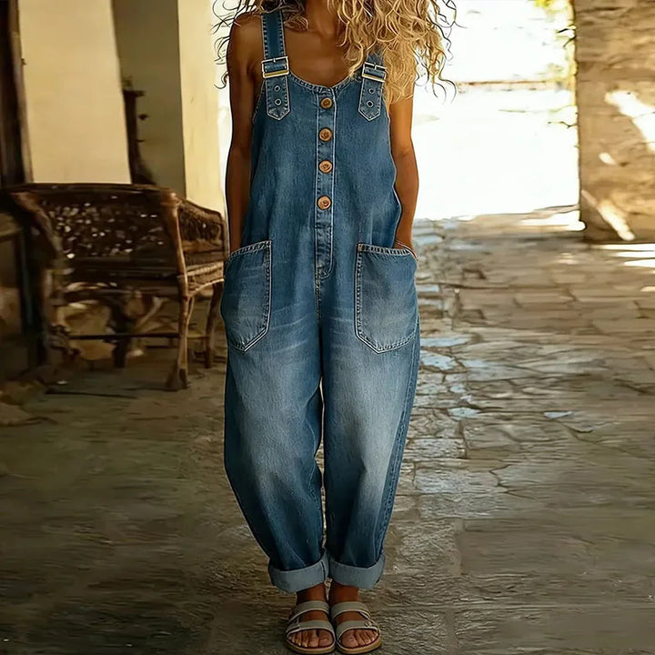 Taylor | Soft Cotton Denim-Look Overalls