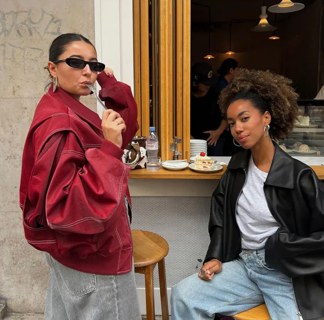 Naenia | Leather Bomber Jacket