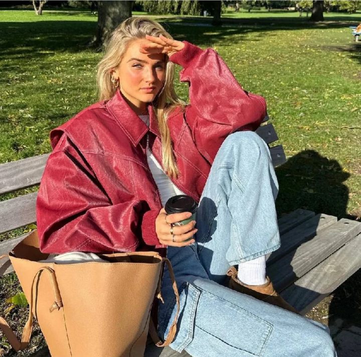 Naenia | Leather Bomber Jacket
