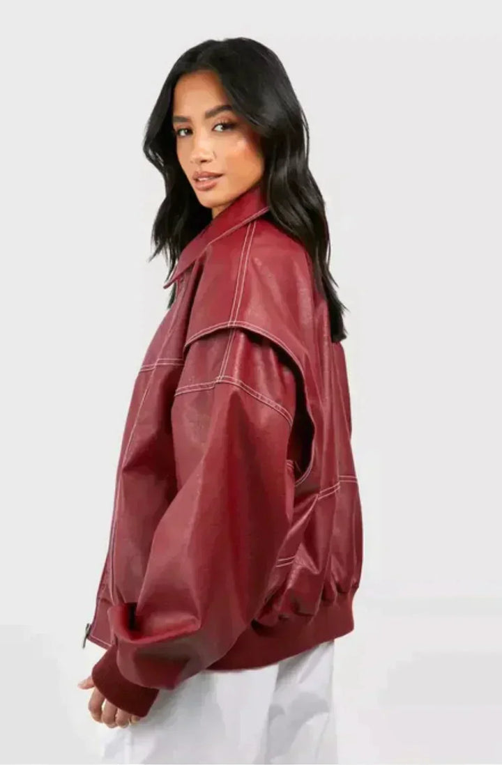 Naenia | Leather Bomber Jacket