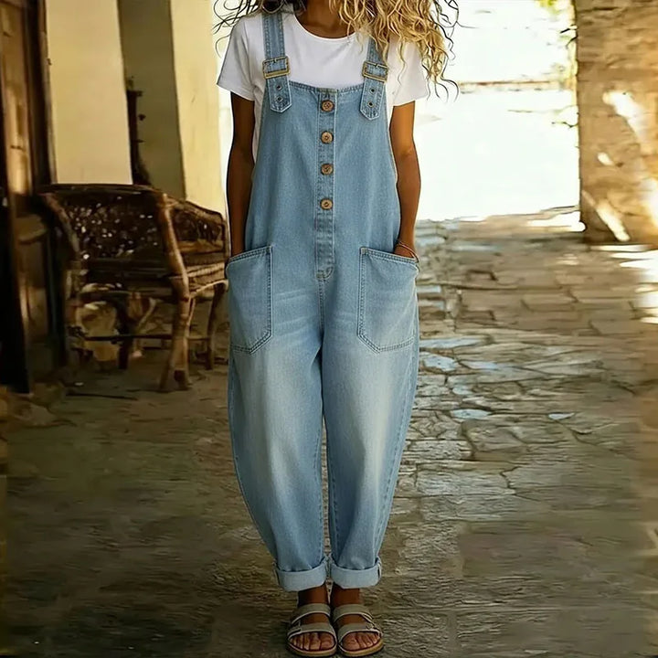 Taylor | Soft Cotton Denim-Look Overalls