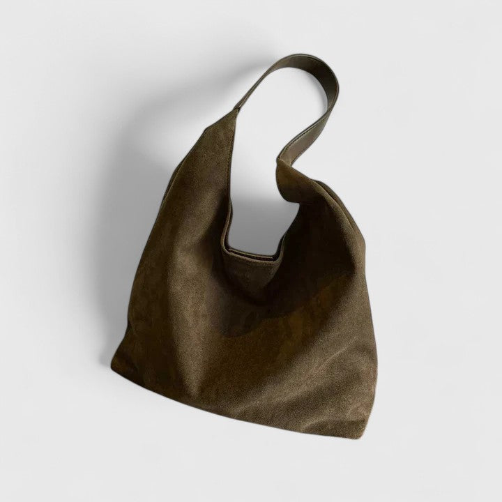 Rovena minimalist shoulder bag shown in a neutral tone with clean, simple design