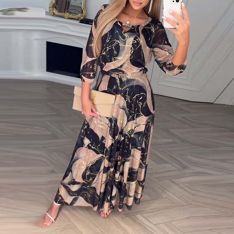 Marivelle | Printed Waist-Defined Dress
