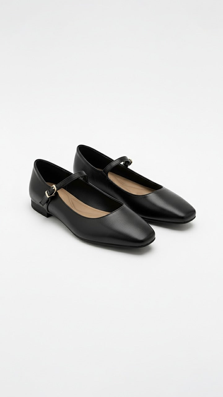 Mary-Jane Leather Flats