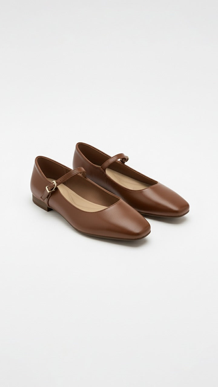 Mary-Jane Leather Flats