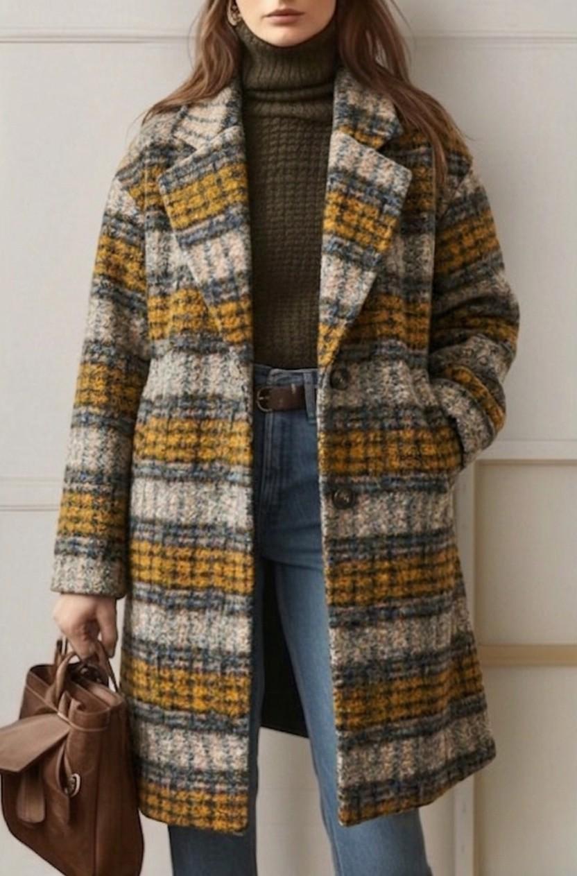 Sienna | Longline Checkered Coat