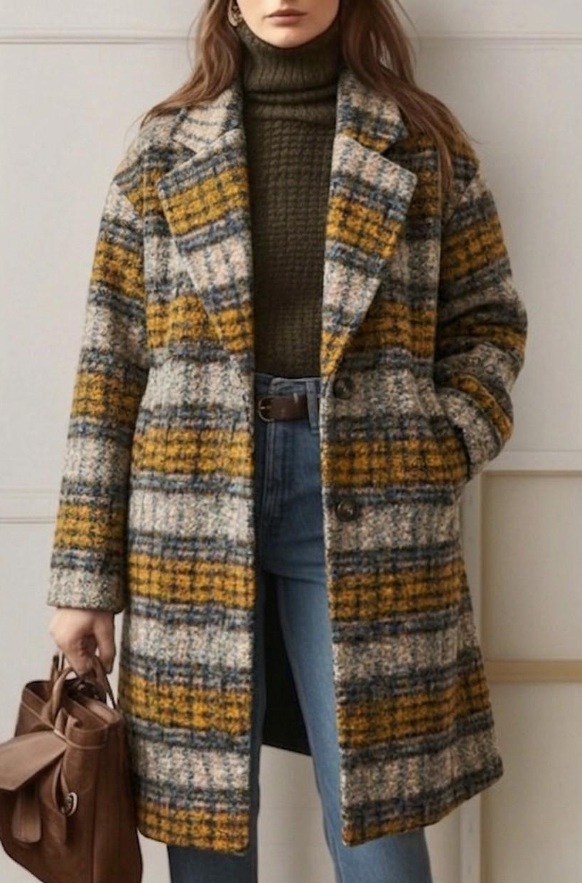 Sienna | Longline Checkered Coat