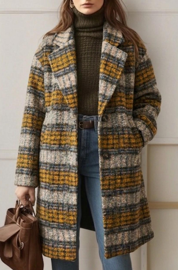 Sienna | Longline Checkered Coat