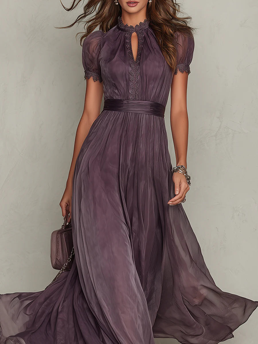 Flavia | Vintage Elegant Chiffon Maxi Dress