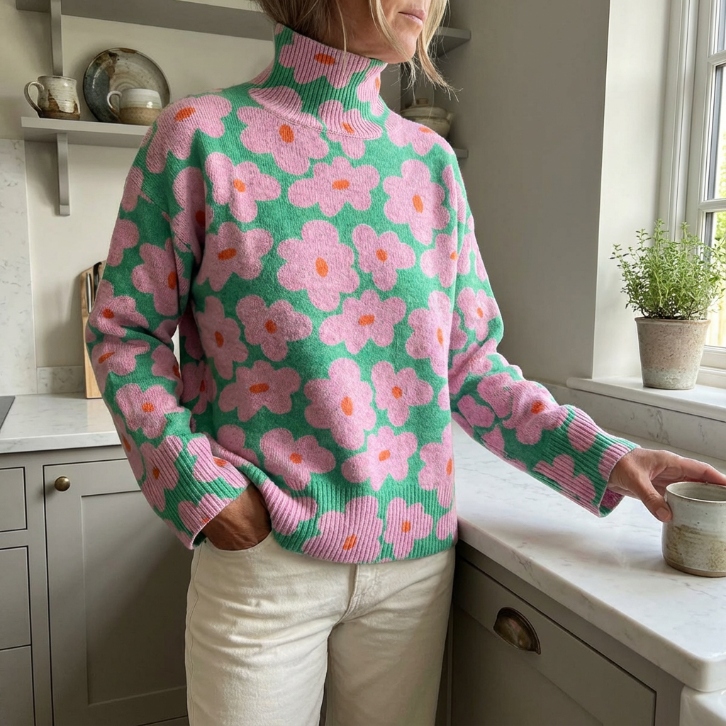 Aspen | Floral Turtleneck Sweater
