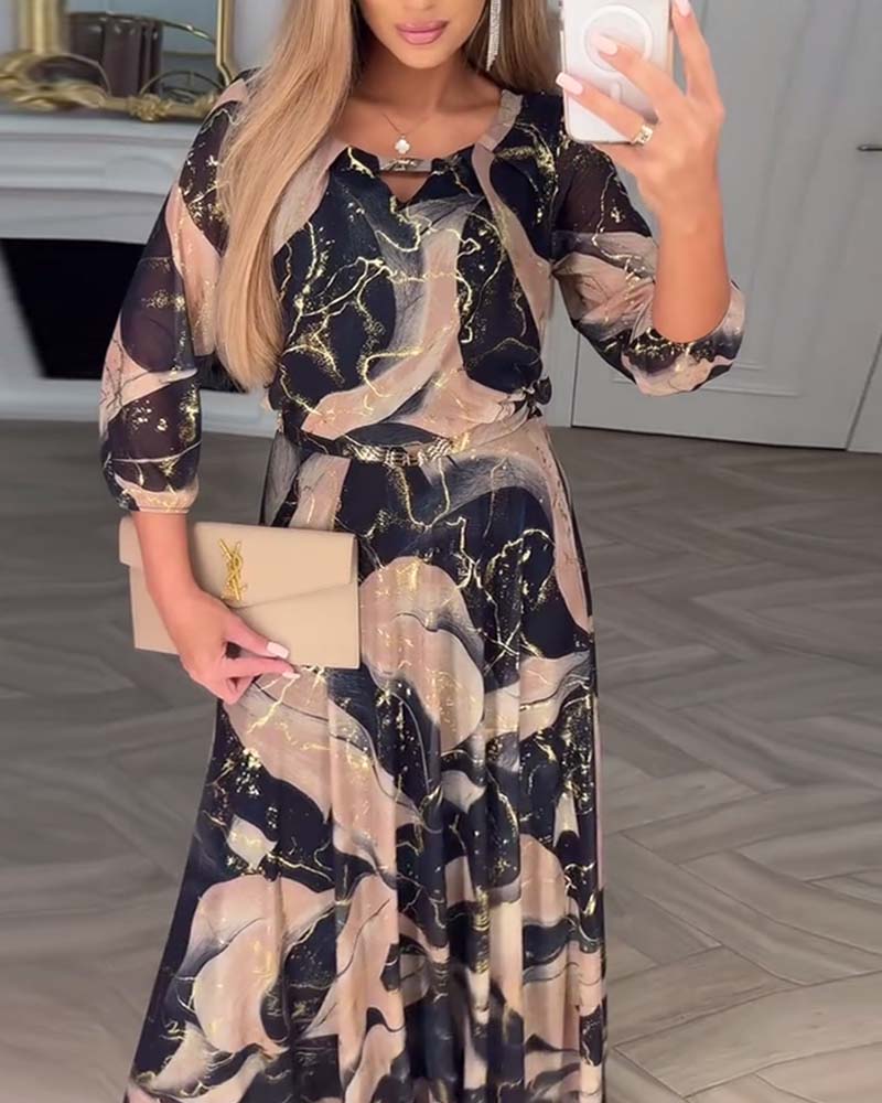 Marivelle | Printed Waist-Defined Dress