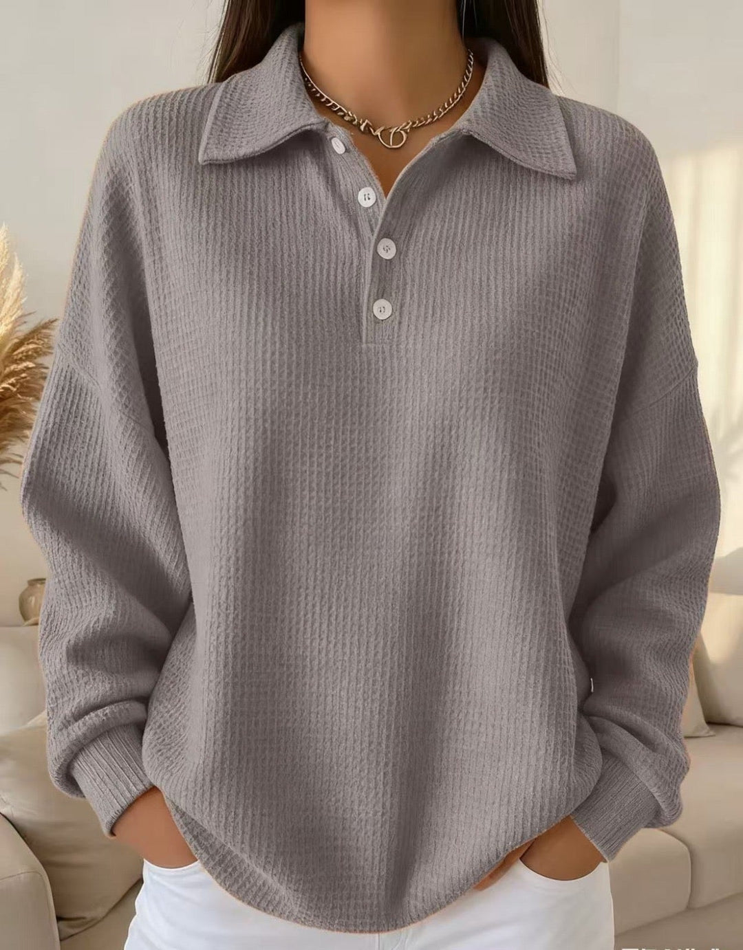 Anna | Soft Knit Polo Sweater