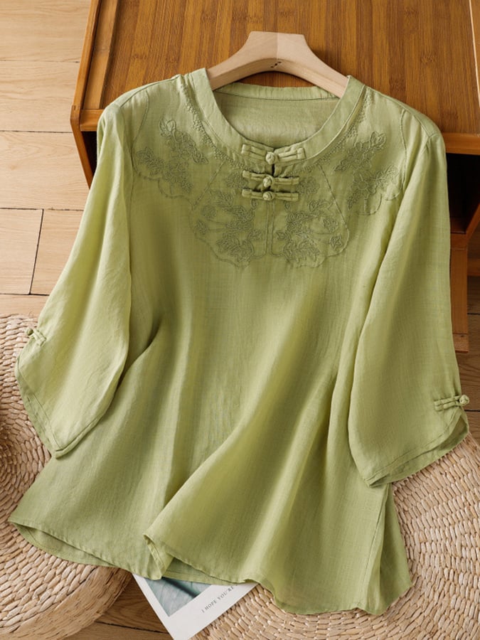 Della | Top Floral Cotton and Linen for Women