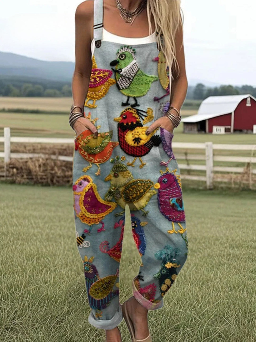 Bella | Vintage Colourful Bird Jumpsuit