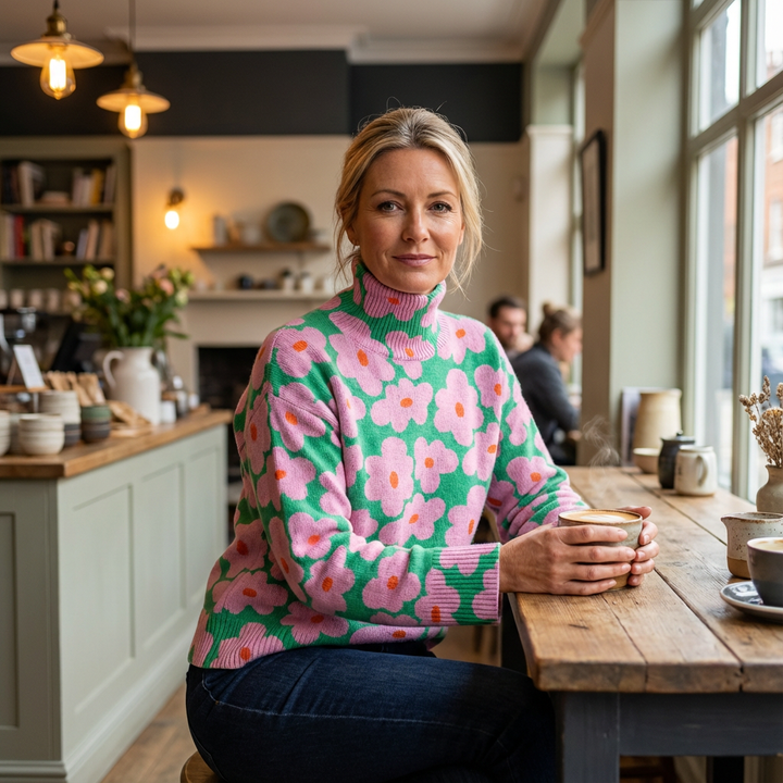 Aspen | Floral Turtleneck Sweater