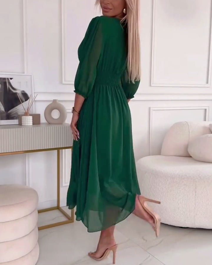 Dianne | V-Neck Solid Color Waist Dress