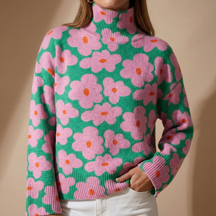 Aspen | Floral Turtleneck Sweater