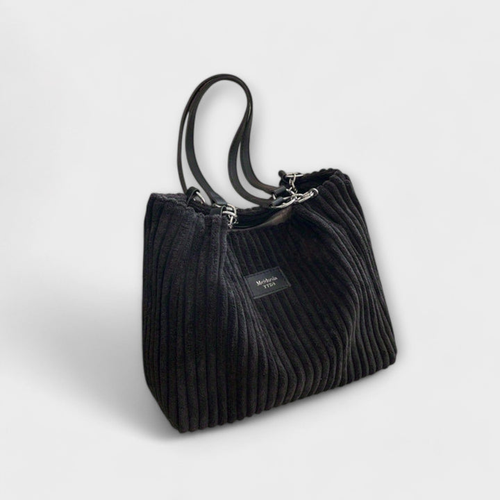 Alvinda ribbed shoulder bag with metal chain strap in khaki