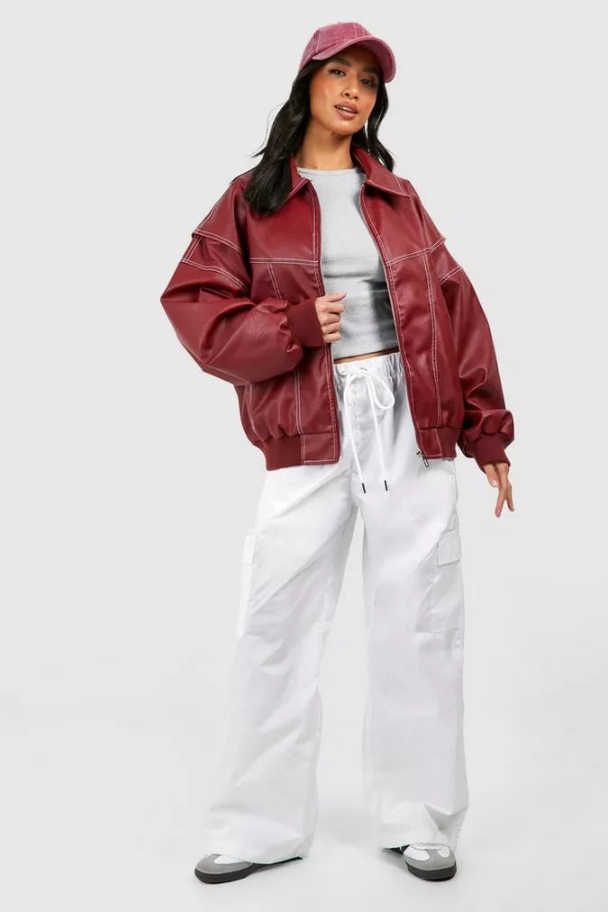 Naenia | Leather Bomber Jacket