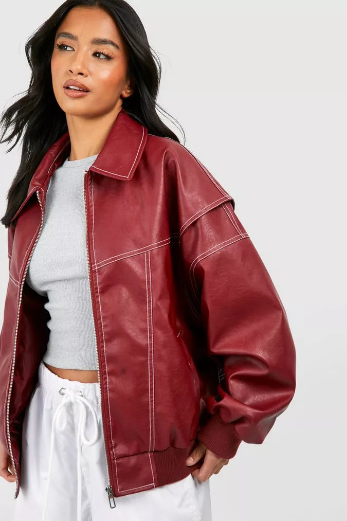 Naenia | Leather Bomber Jacket