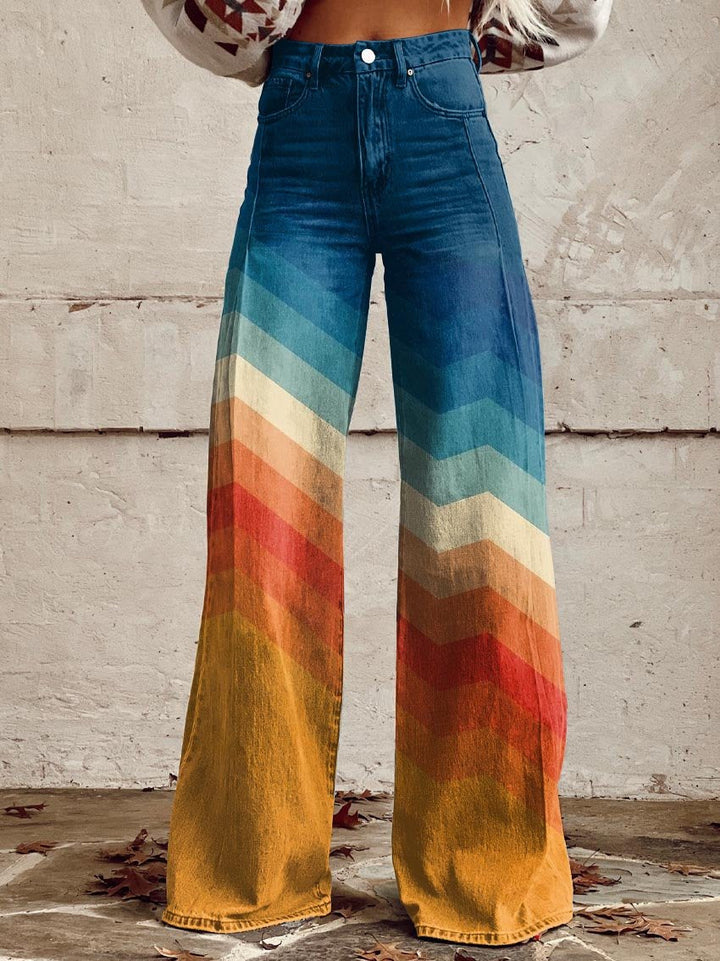 Lean | Elegant Retro Zigzag Pants
