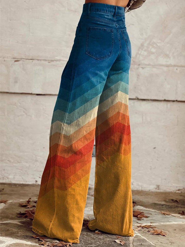 Lean | Elegant Retro Zigzag Pants
