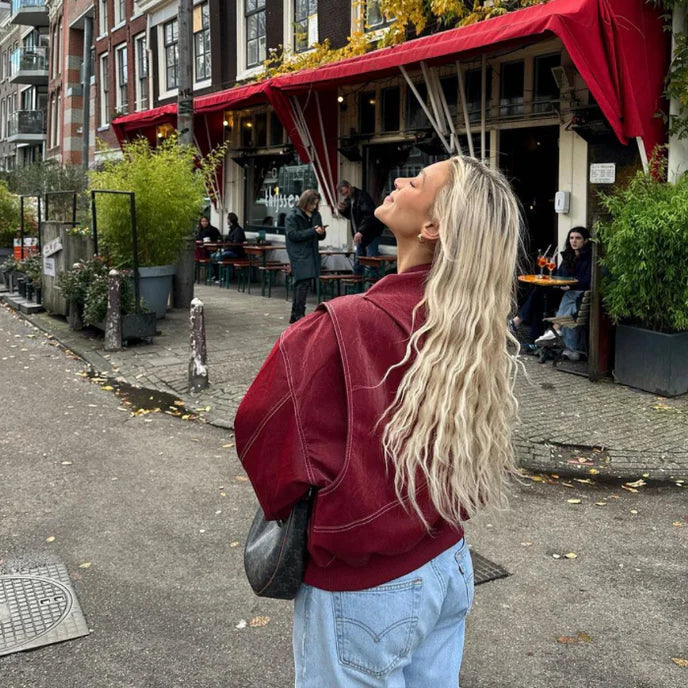 Naenia | Leather Bomber Jacket