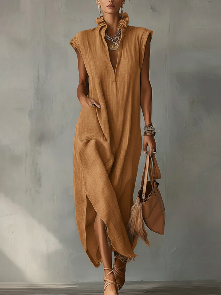 Elara ruffle spring maxi dress with soft flowing fit