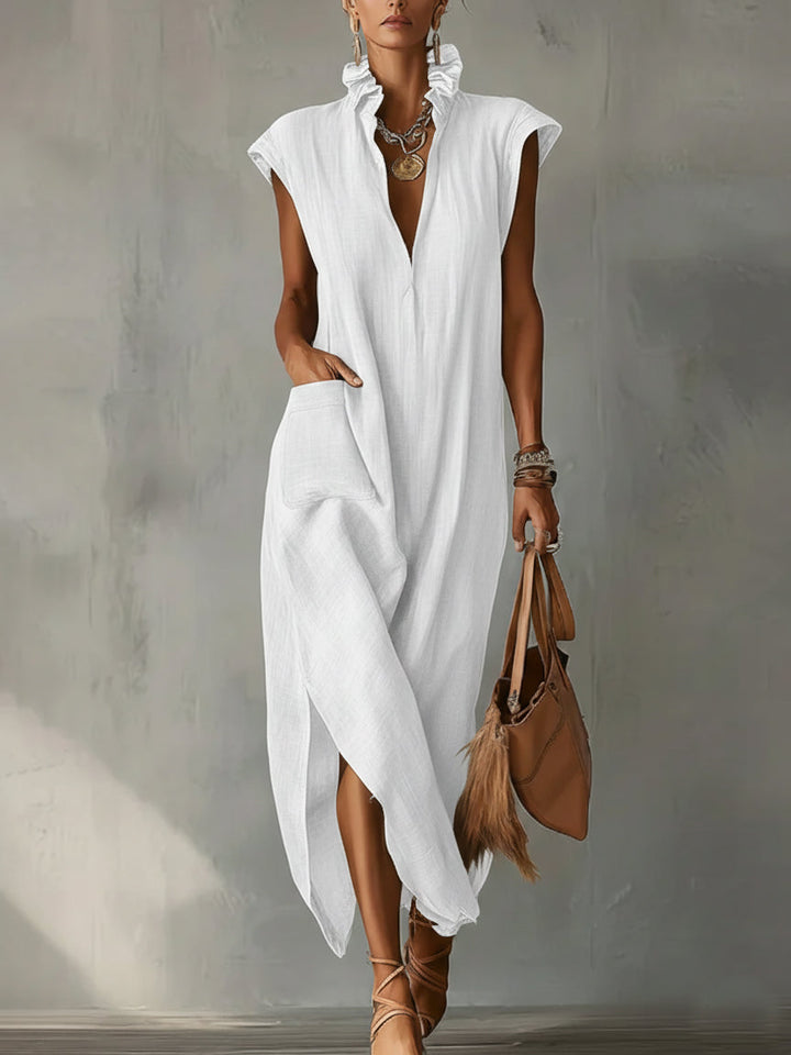 Elara ruffle spring maxi dress with soft flowing fit