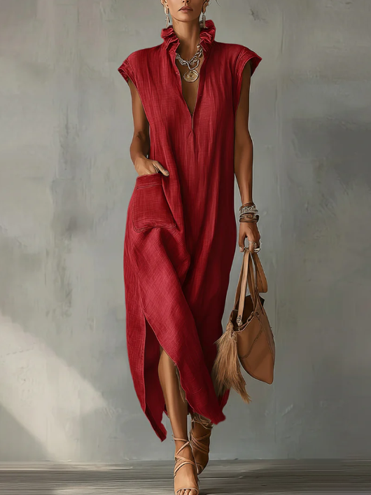 Elara ruffle spring maxi dress with soft flowing fit