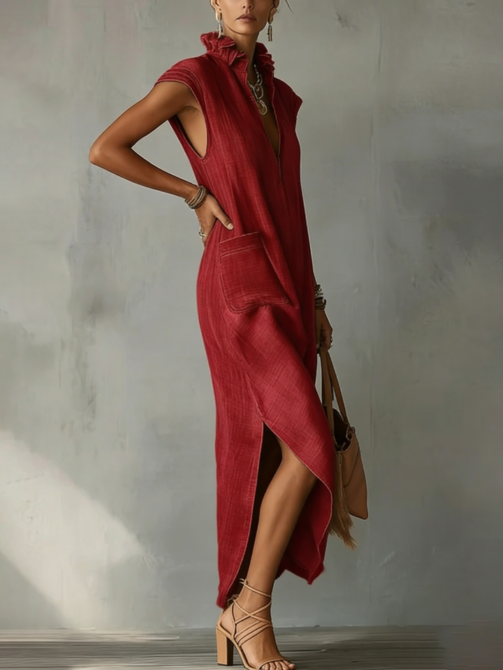 Elara ruffle spring maxi dress with soft flowing fit