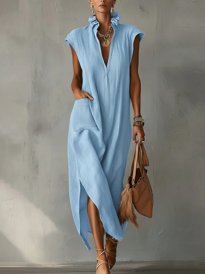 Elara ruffle spring maxi dress with soft flowing fit