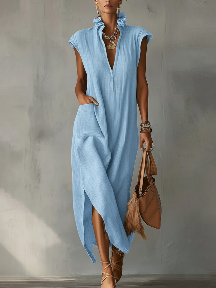 Elara ruffle spring maxi dress with soft flowing fit