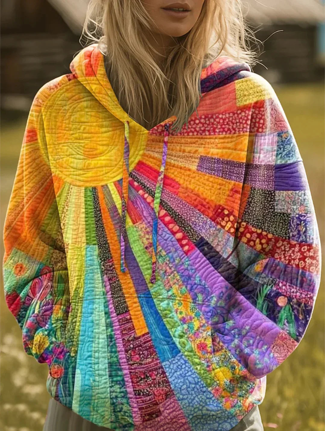 Freya | Artistic Patchwork Hoodie