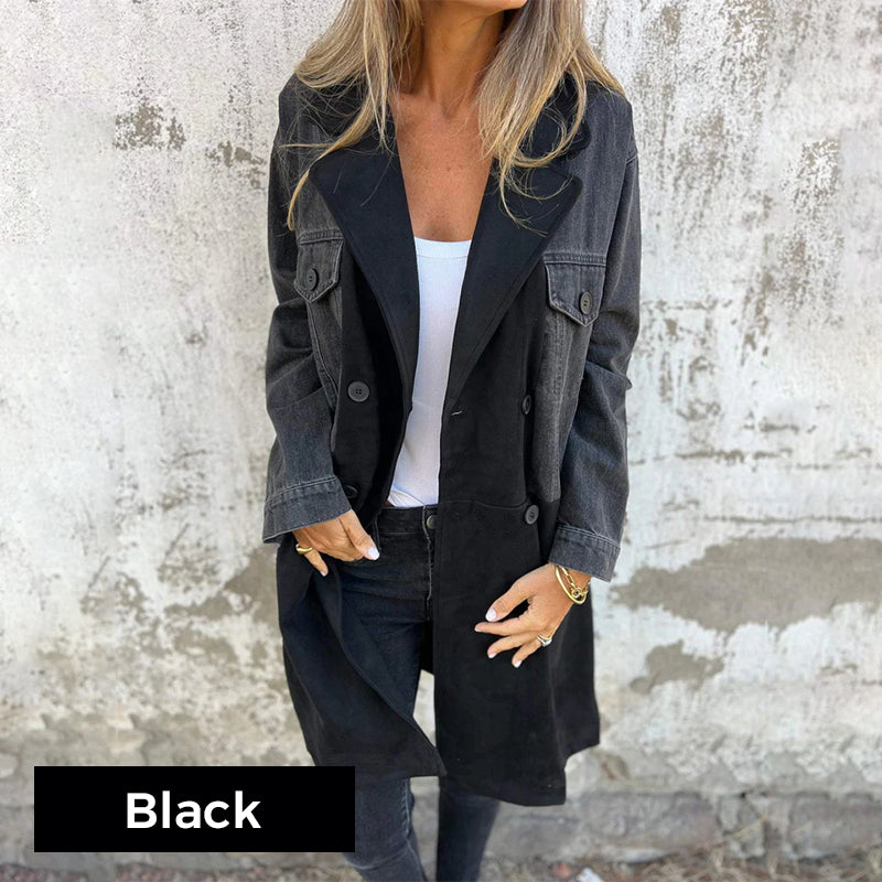 Charly | Mid Length Denim Trench Coat